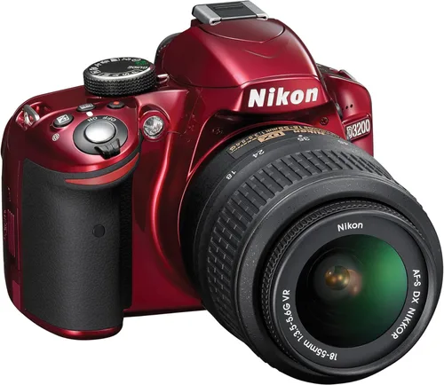 Miniatura 3 de Nikon D3200 24.2 MP CMOS Digital SLR con lente de zoom 18-55 mm f/3.5-5.6 AF-S DX VR NIKKOR (Rojo)