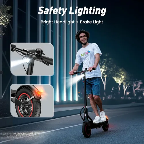 Miniatura 7 de Electric Scooter, 28/22 Miles Range, 28/23 MPH Speed, 10" Tire, 1000/500W Powerful Motor, Disc Brake & Smart APP, with Lights, Portable Foldable