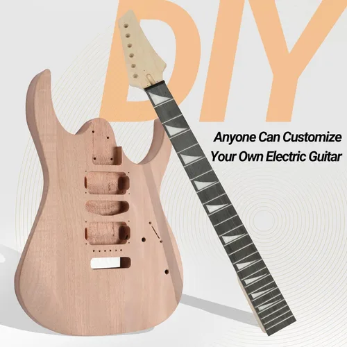 Miniatura 2 de Ktaxon Kit de guitarra DIY con cuerpo de caoba, kit de guitarra eléctrica de 6 cuerdas con cuello de arce y diseño clásico, fácil instalación