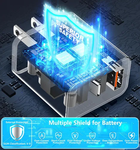 Miniatura 4 de [Certificado MFi de Apple] Cargador para iPhone 17 de carga rápida, Linocell 4 unidades de 60 W, cargador USB C de doble puerto, adaptador de Blanco