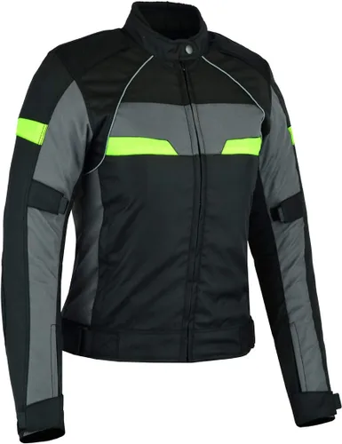 A&H Apparel Chaqueta de motociclista textil para mujer con armadura CE impermeable para todo tipo de clima