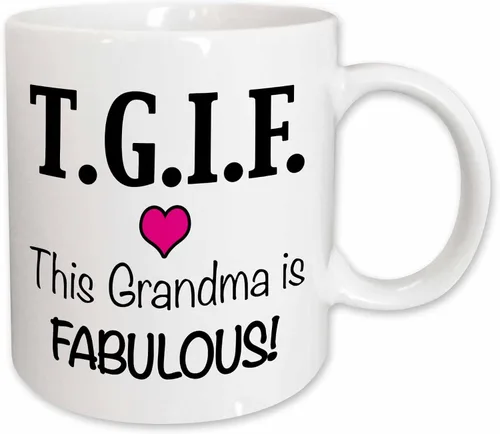 Miniatura 8 de 3dRose TGIF This Grandma is Fabulous, Pink 11oz Two-Tone Green Mug