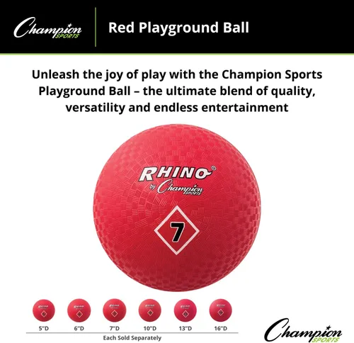 Miniatura 5 de Champion Sports Playground Ball – Durable High-Bounce Ball, Sizes 5", 6", 7", 10", 13" & 16" for Gym, Recess & Play