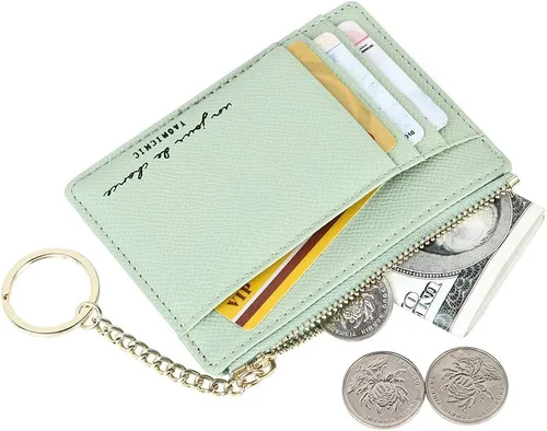 Miniatura 2 de Cartera delgada y minimalista para mujer, con 8 tarjetas, monedero, llavero con bolsillo frontal
