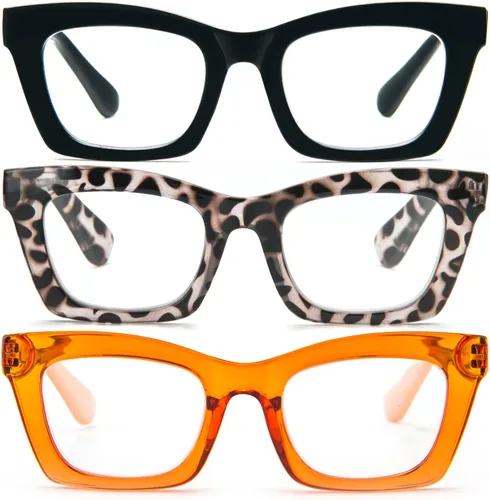 Miniatura 12 de Gafas de lectura para mujer, estilo Oprah, de gran tamaño, con bisagra de resorte cuadrada, lentes de bloqueo de luz azul