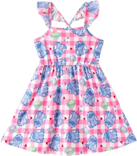 Miniatura 25 de Disney Vestido de princesa Minnie Mouse Frozen Elsa para niñas, con volantes, sin mangas, entrecruzado, ropa de verano para bebé a niño pequeño
