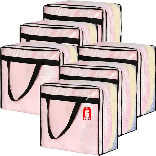 Miniatura 8 de MKOKYD Bolsas de almacenamiento transparentes de 40 L para mantas, ropa, edredón, ropa de cama, sábanas, almohadas - organizadores de armario