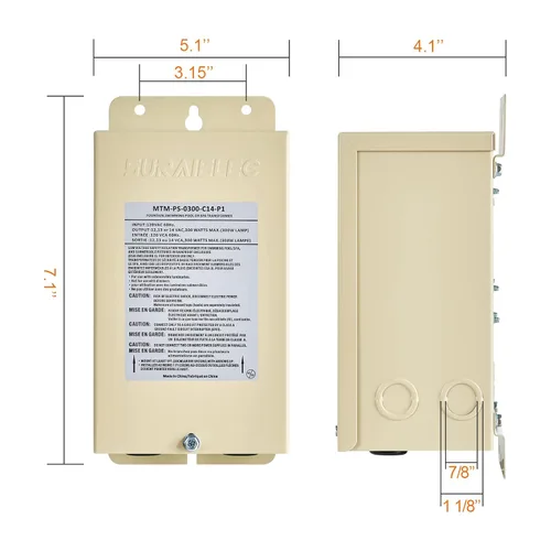 Miniatura 7 de Suraielec Transformador de luz de piscina de 300 W, 120 V CA a 12 V 13 V 14 V CA Multi Tap Salidas, transformador de paisaje de bajo voltaje