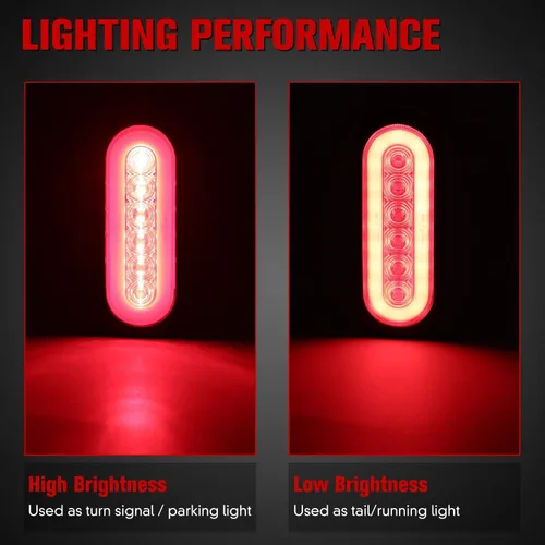 Miniatura 4 de Luces traseras LED ovaladas rojas de 6 pulgadas, luces traseras de remolque, luces traseras de remolque de montaje en superficie, luces
