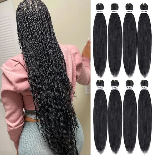 Miniatura 22 de Liang Dian Cabello Trenzado Preestirado Ombre de 12 Pulgadas, 8 Paquetes de Trenzas de Ganchillo Sintéticas, Ajuste con Agua Caliente, Extensiones