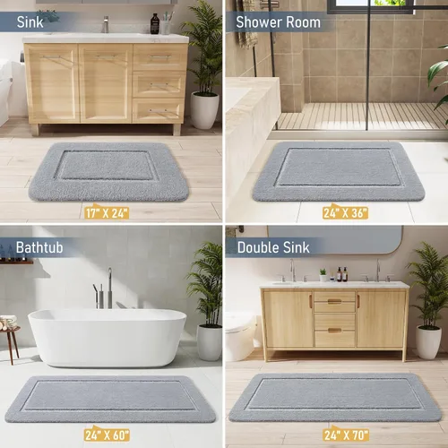 Miniatura 6 de LOCHAS Alfombras de baño, alfombra de baño pequeña de 24 x 17 pulgadas, antideslizante, lavable, tapete de baño de microfibra suave y absorbente