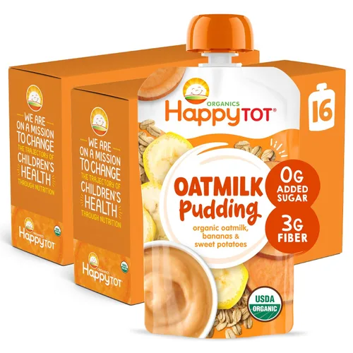 Miniatura 10 de HAPPYTOT Organics Pudín de leche de avena, sin lácteos, aperitivo para niños pequeños etapa 4, leche de avena, plátanos y arándanos, bolsa de 4