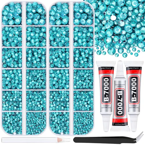 Miniatura 11 de 12000 diamantes de imitación de resina para decorar con brillantes con 3 piezas de pegamento para joyería B7000, 2 cajas de diamantes de imitación