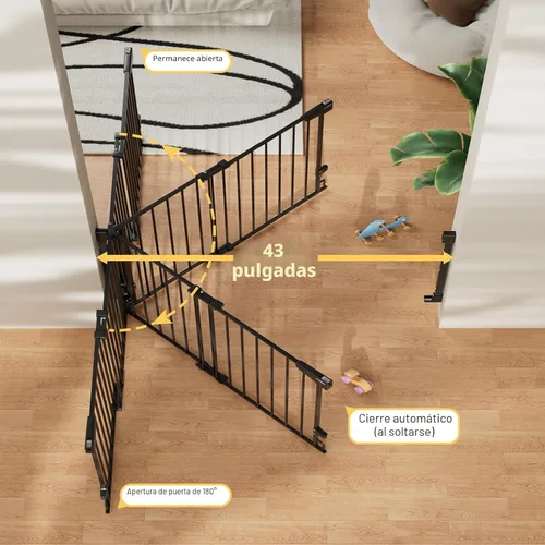Miniatura 4 de Cumbor 29.2–43" Puerta de bebé para escaleras, de montaje en pared (se requiere taladrar), puerta para perros expandible sin barra inferior, puerta