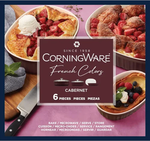 Miniatura 6 de Juego de ollas de cerámica CorningWare con tapas resistentes a las astillas y grietas, apto para microondas, lavavajillas, horno, congelador