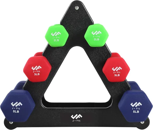 Miniatura 8 de JFIT Dumbbell Pairs or Sets – Neoprene & Vinyl Coated Hand Weights for Home Gym, Strength Training, Aerobics, Cardio Exercise and Fitness