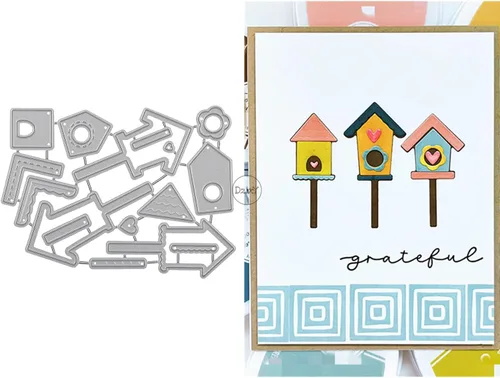 Miniatura 22 de DzIxY Casas Troqueles de corte de metal para kit de fabricación de tarjetas, troquelados de papel en relieve, plantillas de máquina de álbumes