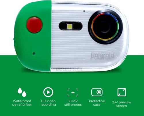 Miniatura 3 de Cámara submarina Polaroid - 18MP 4K UHD, impermeable para esnórquel y buceo con pantalla LCD, recargable por USB
