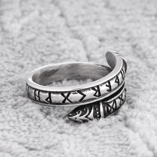 Miniatura 4 de Gungneer Anillo circular de runa vikinga nórdica de acero inoxidable para hombres y mujeres, joyería de amuleto pagano nórdico