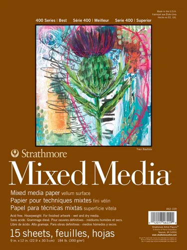 Miniatura 22 de Strathmore 400 Serie, Bloc de Dibujo para Técnica Mixta Tono Azul 6"X8" - 15 Hojas - 62462406 Azul Tonificado