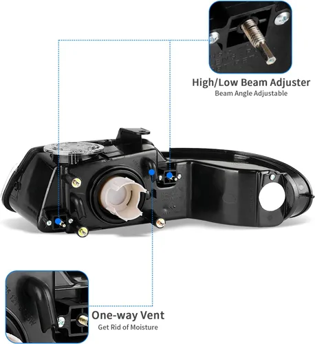 Miniatura 3 de DWVO Conjunto de faros delanteros compatible con Dodge Caravan/Grand Caravan 1996-1999 / Chrysler Town and Country 96-99/1996 1997 1998 1999