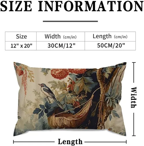 Miniatura 2 de ArogGeld Funda de cojín lumbar asiática de estilo chinoiserie, de lino marrón, pájaro y flor, funda de cojín asiática para sofá, silla de automóvil