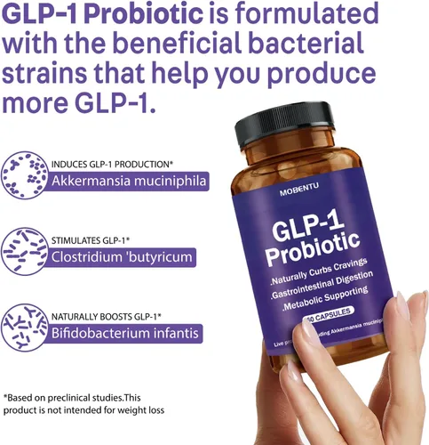 Miniatura 3 de Probiótico GLP-1 con Akkermansia, suplemento GLP-1 con probiótico multicepa AFU 500M, mejora los niveles de GLP-1 y bienestar general, salud