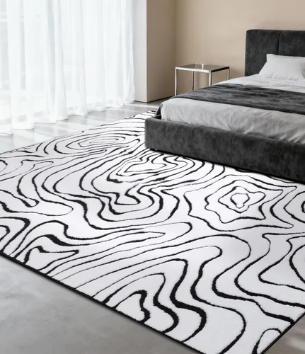 Miniatura 16 de YIHOUSE Alfombra lavable de 5 x 7 pies, moderna abstracta en blanco y negro, antideslizante, para dormitorio, oficina en casa (abstracto, 5 x 7 pies)