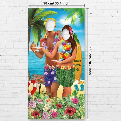 Miniatura 2 de Blulu Pancarta hawaiana de verano de 6 x 3 pies para fotos tropicales de Luau Tiki para parejas, decoración de fiesta hawaiana, decoración de fiesta