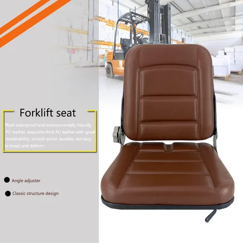 Miniatura 2 de Asiento universal para carretilla elevadora para cortacésped de jardín, asiento de suspensión plegable estilo Komatsu con respaldo ajustable, pista