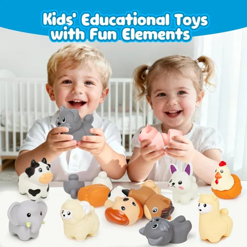 Miniatura 7 de Montessori - Animales de granja para niños pequeños de 18 meses en adelante, educación temprana, figuras de animales para aprender motricidad fina