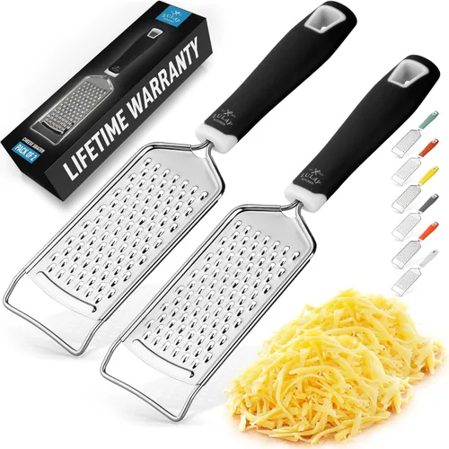 Zulay Kitchen Rallador Profesional de Queso de Acero Inoxidable - Rallador Zester de Limón de Metal Duradero a Prueba de Óxido con Mango - Rallador