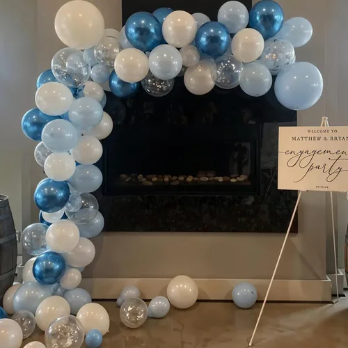 Miniatura 6 de Togvu Globos Azul Metálico Plateado, 60 Piezas de 12 Pulgadas Globos Cromados Azul Blanco con Globos Plateados Globos de Confeti con Purpurina