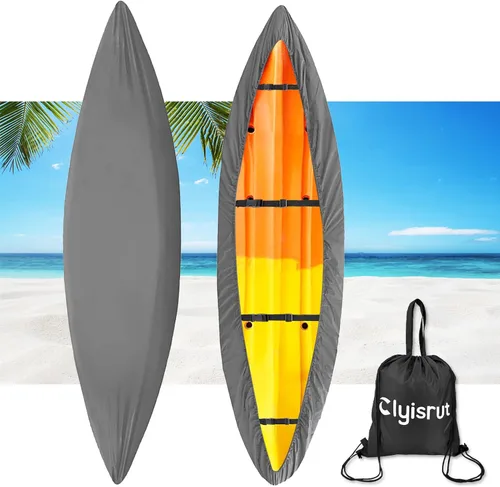 Fundas impermeables para kayak de 10 a 16 pies para almacenamiento al aire libre, accesorios de cubierta de canoa, cubierta de lancha Oxford, Gris