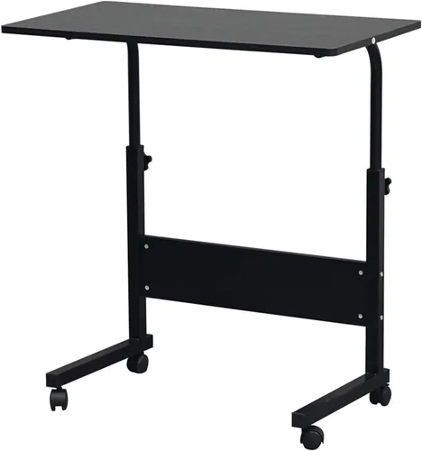 Miniatura 6 de Bandeja de TV de madera rodante, mesa ajustable para aperitivos con ruedas, escritorio portátil para computadora portátil junto al sofá, cama, mesa