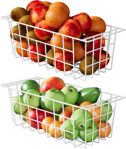 Miniatura 8 de Paquete de 2 organizadores de congelador de 16.5 pulgadas, contenedores organizadores de refrigerador, cestas de congelador con asas, cestas