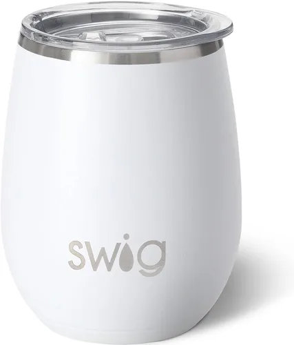 Miniatura 15 de Swig Vaso de vino aislado de 14 onzas con tapa, apto para lavavajillas, tazas de vino de acero inoxidable (negro)