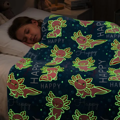 Miniatura 4 de ORDM Axolotl - Manta de regalo para niñas, manta que brilla en la oscuridad, juguete de ajolote, regalos de cumpleaños para niñas adolescentes