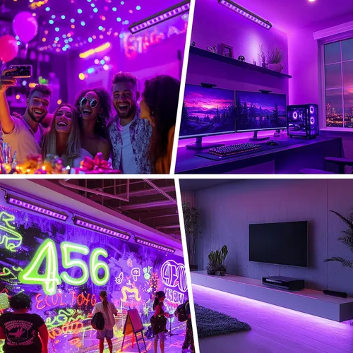 Miniatura 7 de Barra de Luz Negra LED de 38W Barras de Luz Negra con Enchufe e Interruptor Ilumina Área de 22x22 pies para Fiesta Fluorescente Fiestas de Halloween