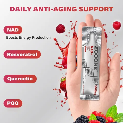 Miniatura 3 de zooone NAD+ Paquetes Líquidos de Suplemento de 1000mg - Ribósido de Nicotinamida de Primera Calidad y Resveratrol para Energía Celular, Refuerzo