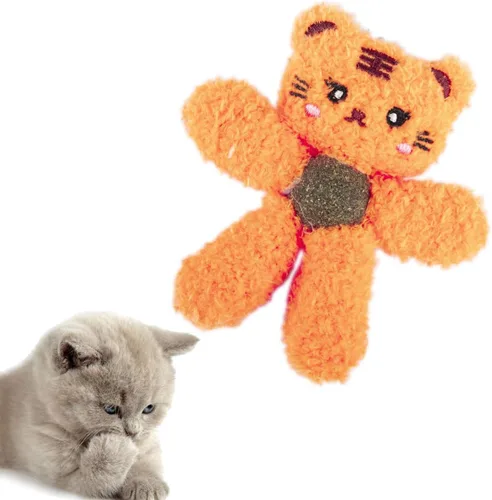 Miniatura 25 de Juguetes de felpa con hierba gatera para gatos de interior, juguetes interactivos para masticar para dentición y cuidado dental, juguete de nailon