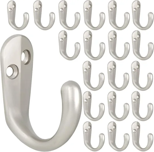Miniatura 8 de IBosins 15 ganchos para abrigos montados en la pared, gancho único para batas para colgar toallas con 30 tornillos para bolsos, sombrero, gorra