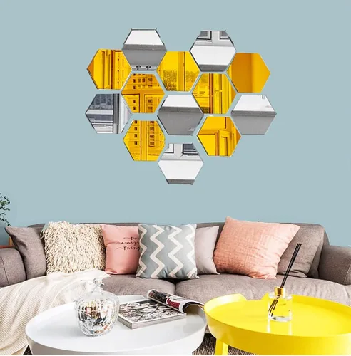Miniatura 5 de Juego de 2 calcomanías autoadhesivas de pared con forma de corazón, espejo reflectante decorativo para pared, lámina de acrílico para pared
