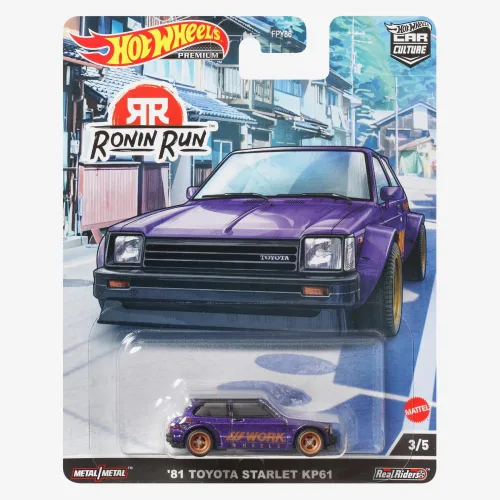 Miniatura 5 de Hot Wheels Vehículos Car Culture Circuit Legends para niños de 3 años en adelante, 81 Toyota Starlet Kp61, colección premium de vehículos a escala