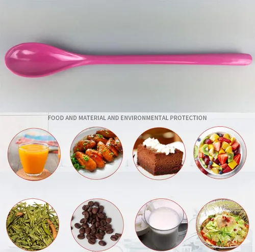Miniatura 7 de Juego de 8 cucharas mezcladoras largas de melamina, cuchara de café con leche colorida, cuchara de helado de postre, cucharas de cóctel para postre
