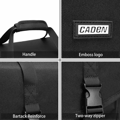Miniatura 8 de CADeN Bolsa de hombro para cámara con soporte para trípode compatible con Nikon, Canon, Sony, cámaras DSLR SLR sin espejo impermeable (negro, grande)