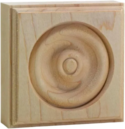 Miniatura 3 de EWAP30 Rosette Casing Corner Block 1" x 3" Cuadrado Sin Terminar, Cereza