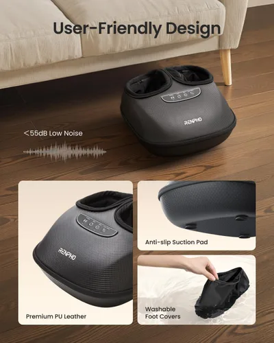 Miniatura 6 de RENPHO Masajeador de pies con calor [2026 actualizado], 3 niveles de compresión de amasamiento profundo, masajeador shiatsu HSA elegible para FSA