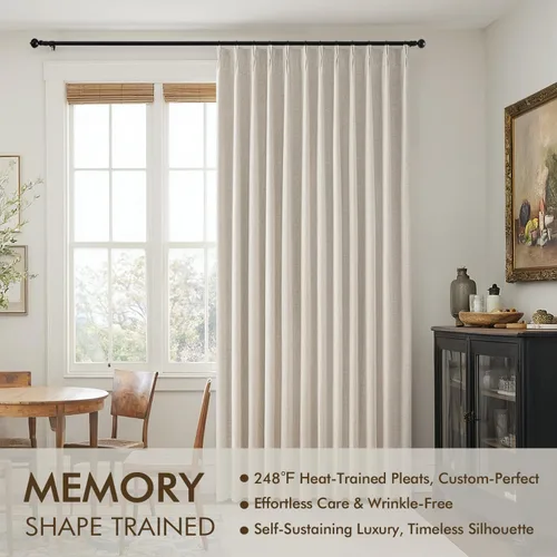 Miniatura 3 de MIULEE - Cortinas de lino beige con pliegues a presión 100% opacas para dormitorio, cortinas de ventana con memoria y bloqueo de luz para oscurecer