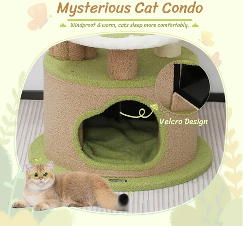 Miniatura 6 de Árbol para gatos de 42.5 pulgadas de alto, torre de poste rascador para gatos, muebles modernos para gatos para espacios pequeños, perfecto para tu
